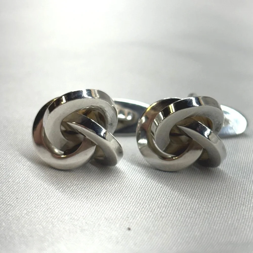 Aksel Rasmussen Kert Cufflinks Mens OS Silver Excellent Danish Modernist Knot